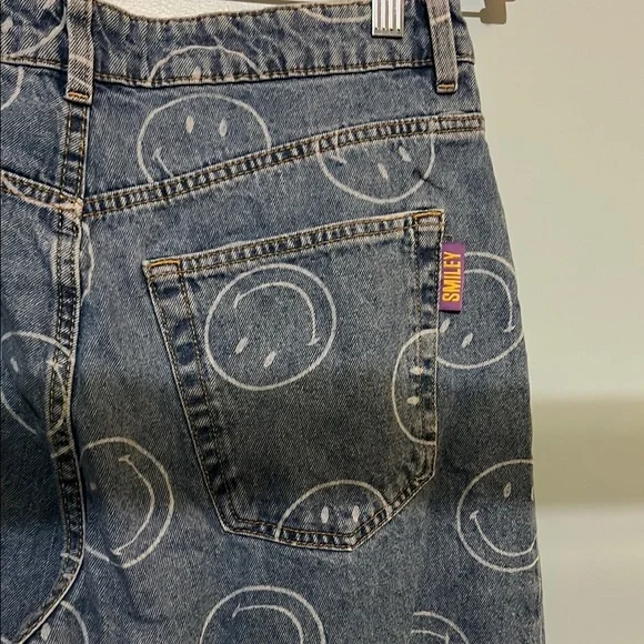 Blue Jeans with Smiley Face Pattern - Picture 3 of 5